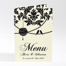 Menu mariage Oiseaux à l'Encre de Chine personnalisable - 10 x 14,5 cm - Monfairepart