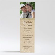 Carte de remerciement mariage Imitation original beige personnalisable - 5,3 x 19,4 cm - Monfairepart