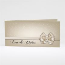 Faire-part mariage Petit Noeud doré personnalisable - 21 x 10 cm fermé - Monfairepart