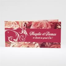 Faire-part mariage Fleurs romantiques personnalisable - 21 x 10 cm fermé - Monfairepart