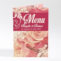 Menu mariage Fleurs romantiques personnalisable - 10 x 14,5 cm - Monfairepart