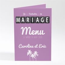 Menu mariage Destination Mariage personnalisable - 10 x 14,5 cm - Monfairepart