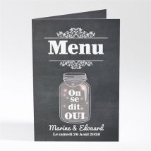 Menu mariage Belle ardoise mariage personnalisable - 10 x 14,5 cm - Monfairepart