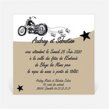Carton d'invitation mariage Moto vintage personnalisable - 9,5 x 9,5 cm - Monfairepart