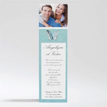 Carte de remerciement mariage Le Papillon bleu personnalisable - 5,3 x 19,4 cm - Monfairepart