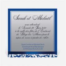 Carton d'invitation mariage Motifs floraux et rubans chic personnalisable - 9,5 x 9,5 cm - Monfairepart