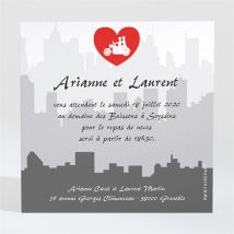 Carton d'invitation mariage Romantisme à moto personnalisable - 9,5 x 9,5 cm - Monfairepart