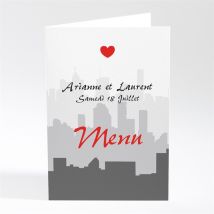 Menu mariage Romantisme à moto personnalisable - 10 x 14,5 cm - Monfairepart