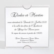 Carton d'invitation mariage Trompe l'oeil personnalisable - 9,5 x 9,5 cm - Monfairepart
