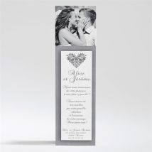 Carte de remerciement mariage Coeur floral personnalisable - 5,3 x 19,4 cm - Monfairepart