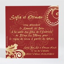 Carton d'invitation mariage Rouge et or personnalisable - 9,5 x 9,5 cm - Monfairepart