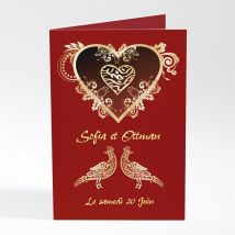 Menu mariage Rouge et or personnalisable - 10 x 14,5 cm - Monfairepart