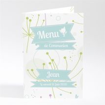 Menu communion Communion champêtre personnalisable - Couleur Bleu - 10 x 14,5 cm - Monfairepart