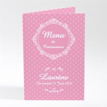 Menu communion Mon cadre rose personnalisable - Couleur Rose - 10 x 14,5 cm - Monfairepart