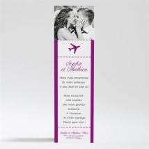 Carte de remerciement mariage Air Union personnalisable - Couleur Violet - 5,3 x 19,4 cm - Monfairepart