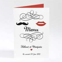 Menu mariage Elle & Lui Symboles personnalisable - 10 x 14,5 cm - Monfairepart