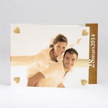 Faire-part mariage Coeurs en coins personnalisable - 15 x 10,5 cm - Monfairepart