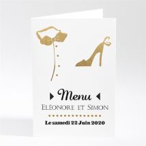 Menu mariage Smoking et Talons personnalisable - 10 x 14,5 cm - Monfairepart