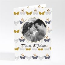 Faire-part mariage Motifs Papillon vintage personnalisable - 10 x 14,5 cm - Monfairepart