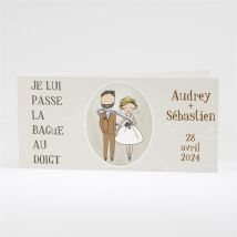 Faire-part mariage Je lui passe la bague au doigt personnalisable - 21 x 10 cm fermé - Monfairepart