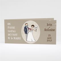 Faire-part mariage Illustrations Humour original personnalisable - 21 x 10 cm fermé - Monfairepart