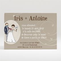 Carton d'invitation mariage Illustrations Humour original personnalisable - 11 x 7,5 cm - Monfairepart
