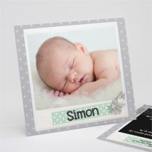Faire-part naissance Cadre photo original personnalisable - 15 x 14 cm - Monfairepart