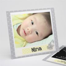 Faire-part naissance Vintage photo personnalisable - 15 x 14 cm - Monfairepart