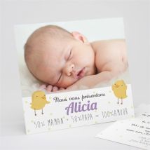 Faire-part naissance Oiseaux messagers personnalisable - 15 x 14 cm - Monfairepart