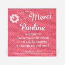 Remerciement naissance Double photos faire part personnalisable - 9,5 x 9,5 cm - Monfairepart