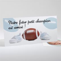 Faire-part naissance Notre Futur champion est né! personnalisable - 21 x 10 cm - Monfairepart