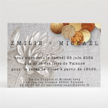 Carton d'invitation mariage Gravure et motifs original personnalisable - 11 x 7,5 cm - Monfairepart