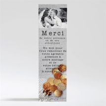 Carte de remerciement mariage Gravure et motifs original personnalisable - 5,3 x 19,4 cm - Monfairepart