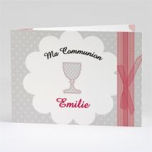 Faire-part communion Le Calice personnalisable - Couleur Gris - 14,5 x 10,5 cm - Monfairepart
