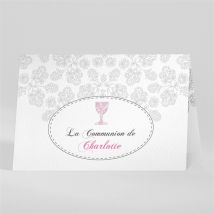 Faire-part de baptême Arabesques filles personnalisable - Couleur Gris - 10 x 14,5 cm - Monfairepart