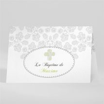 Faire-part de baptême Chevalet d'Arabesque personnalisable - Couleur Gris - 10 x 14,5 cm - Monfairepart