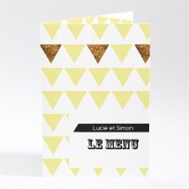 Menu mariage Motifs et losanges jaunes personnalisable - 10 x 14,5 cm - Monfairepart