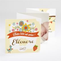 Faire-part naissance Annonce fleurie personnalisable - 7,5 x 7,5 cm - Monfairepart