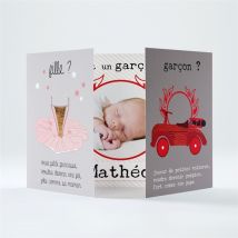 Faire-part naissance Jolie Voiture vintage personnalisable - 14,5 x 10,5 cm fermé - Monfairepart