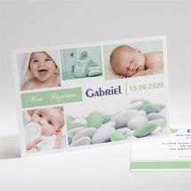 Faire-part de baptême 5 photos personnalisable - 21 x 14,5 cm - Monfairepart