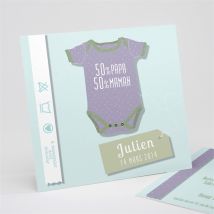 Faire-part naissance Son joli Body personnalisable - 15 x 14 cm - Monfairepart