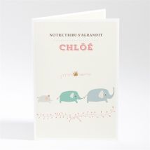 Faire-part naissance Nos petits éléphants personnalisable - Couleur Beige - 10 x 14,5 cm - Monfairepart