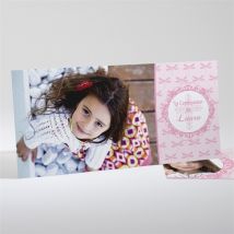 Faire-part communion Laura personnalisable - Couleur Rose - 21 x 10 cm - Monfairepart
