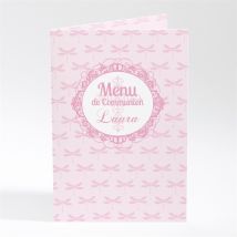 Menu communion Laura personnalisable - Couleur Rose - 10 x 14,5 cm - Monfairepart