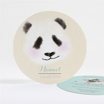 Faire-part naissance Petit Panda personnalisable - Couleur Beige - 13,5 cm - Monfairepart