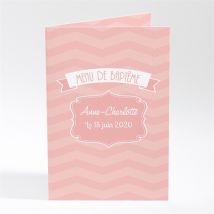 Menu baptême Arabesque personnalisable - Couleur Rose - 10 x 14,5 cm - Monfairepart