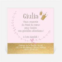 Remerciement naissance Annonce naissance Princesse personnalisable - 9,5 x 9,5 cm - Monfairepart