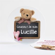 Faire-part naissance Coucou Ours Ardoise original personnalisable - 13,5 cm - Monfairepart