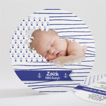 Faire-part naissance Petit Marin personnalisable - Couleur Bleu - 13,5 cm - Monfairepart