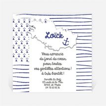 Remerciement naissance Petit Marin personnalisable - 9,5 x 9,5 cm - Monfairepart